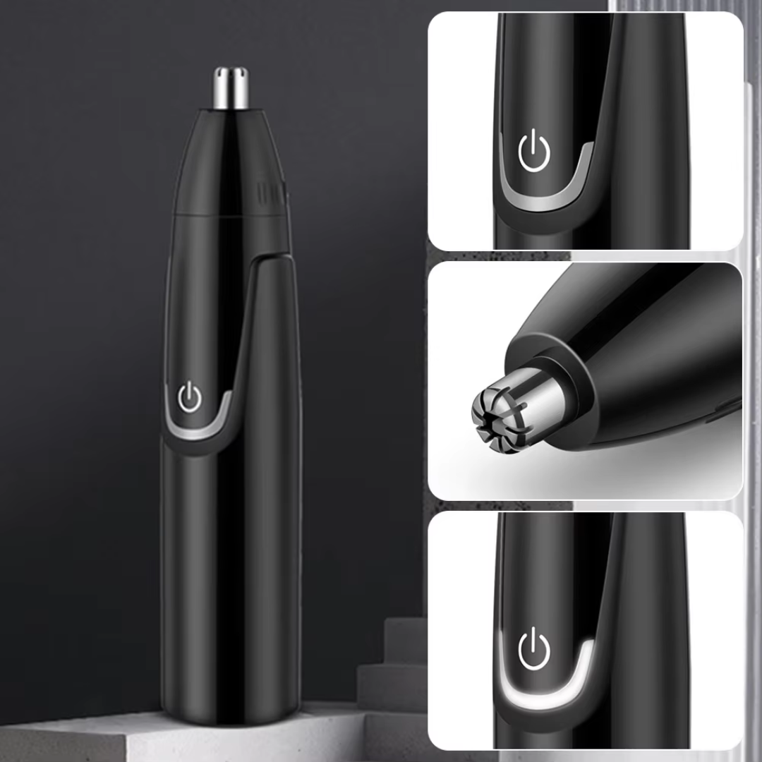 Innovativ nese- og øretrimmer, oppladbar og bærbar. Dobbeltsidige kniver for effektiv og skånsom presisjonstrimming.