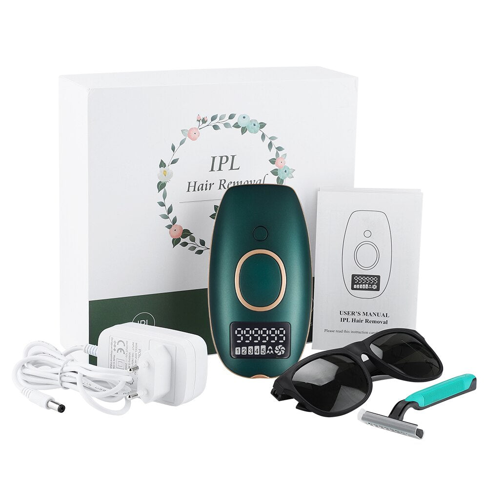 Kompakt permanent hårfjerning epilator. Unisex IPL-teknologi for effektiv og enkel behandling hjemme.