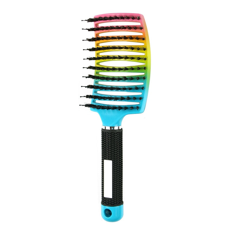 Ergonomisk Pop hårbørste med villsvinbust for hodebunnsmassasje og skinnende glatt hår.