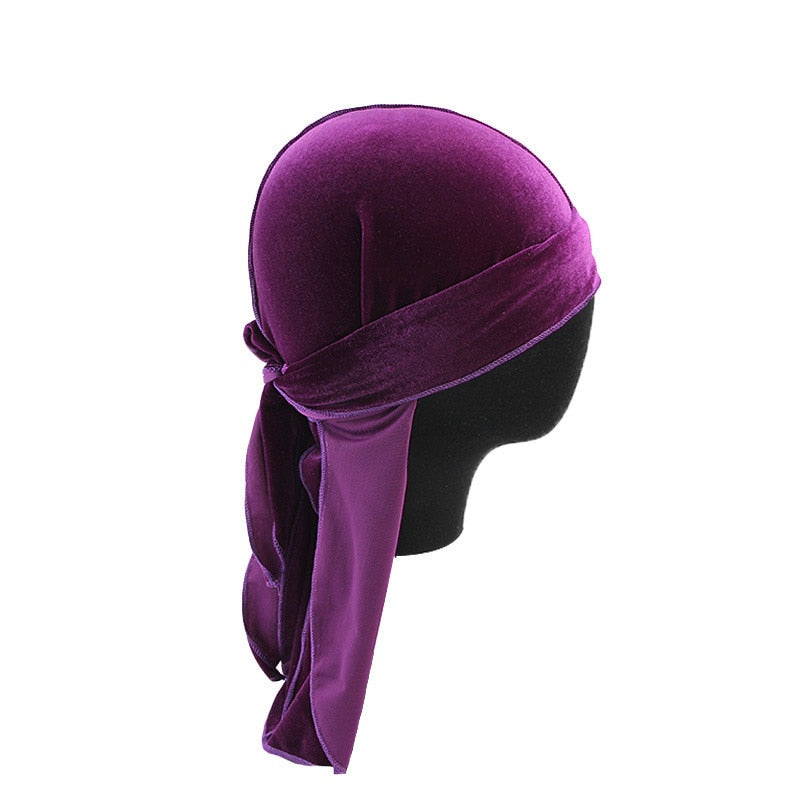 Unisex durag i premium fløyel, designet for maksimal stil og perfekte, varige bølger.