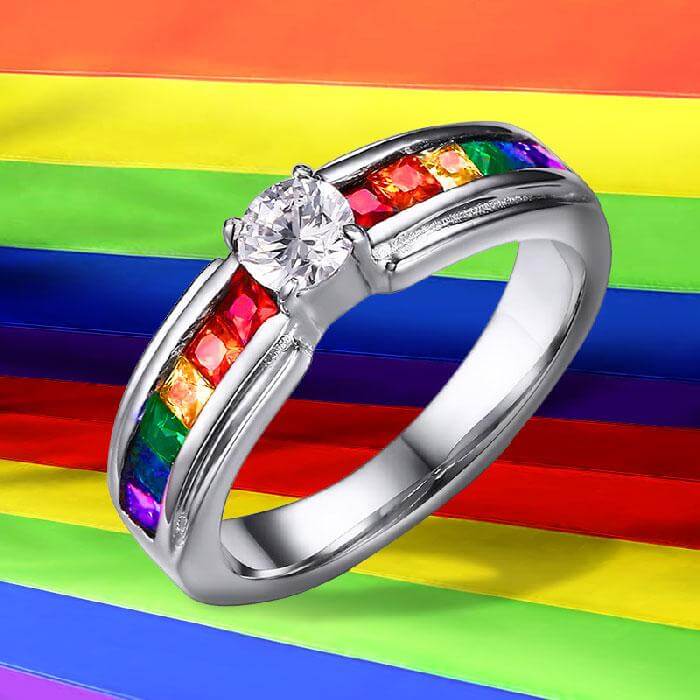Fargerik regnbue Pride løftering i rustfritt stål, et unisex smykke og gave til kjærlighet.
