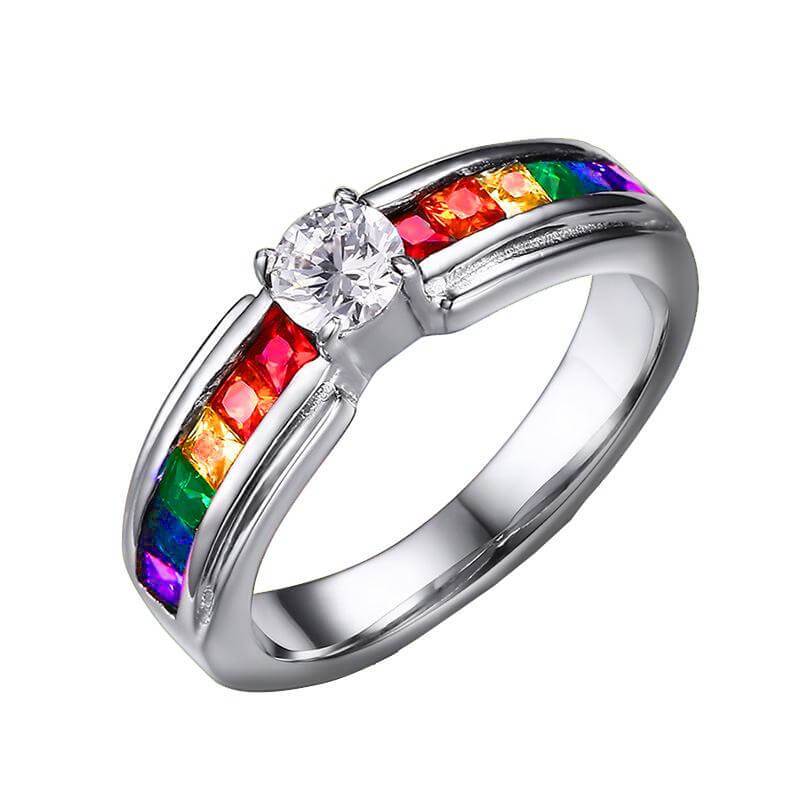 Unisex regnbue Pride ring i rustfritt stål. Fargerikt LGBTQ+ smykke, perfekt som gave.