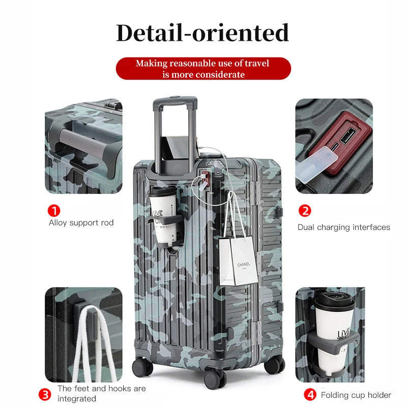 Stilfull unisex reisekoffert i hardplast. Bagasje med bredt håndtak for komfortabel transport på forretningsreise.