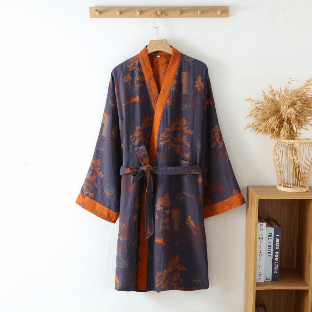 Behagelig unisex badekåpe i retrodesign, ideell for avslapning og en spa-følelse hjemme.