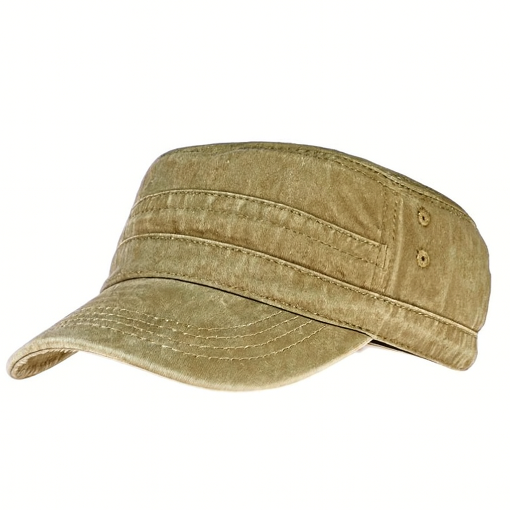 Klassisk unisex militærhatt/caps i retrodesign. Allsidig headwear for solbeskyttelse på fritid og eventyr.