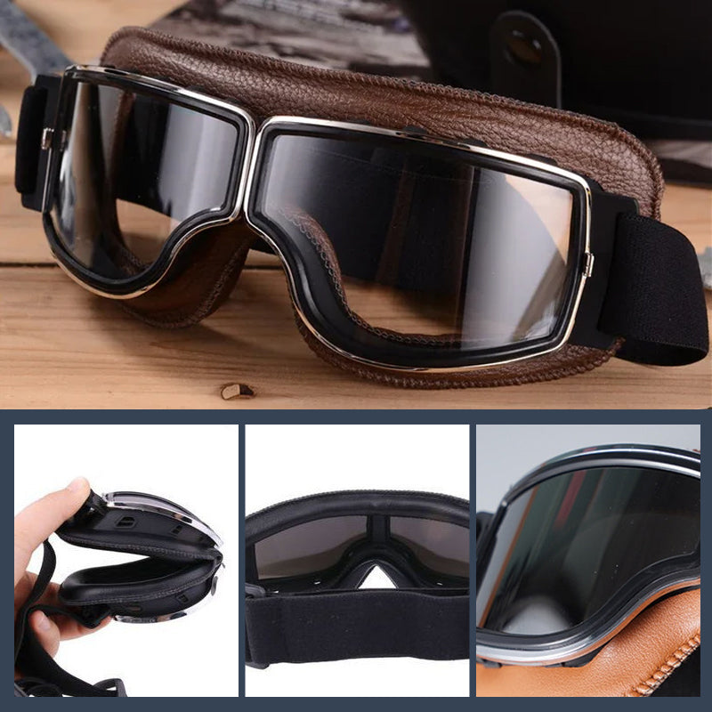 Klassiske vintage motorsykkel goggles; MC-utstyr for sport og utendørsbruk. Robust beskyttelsesbrille.