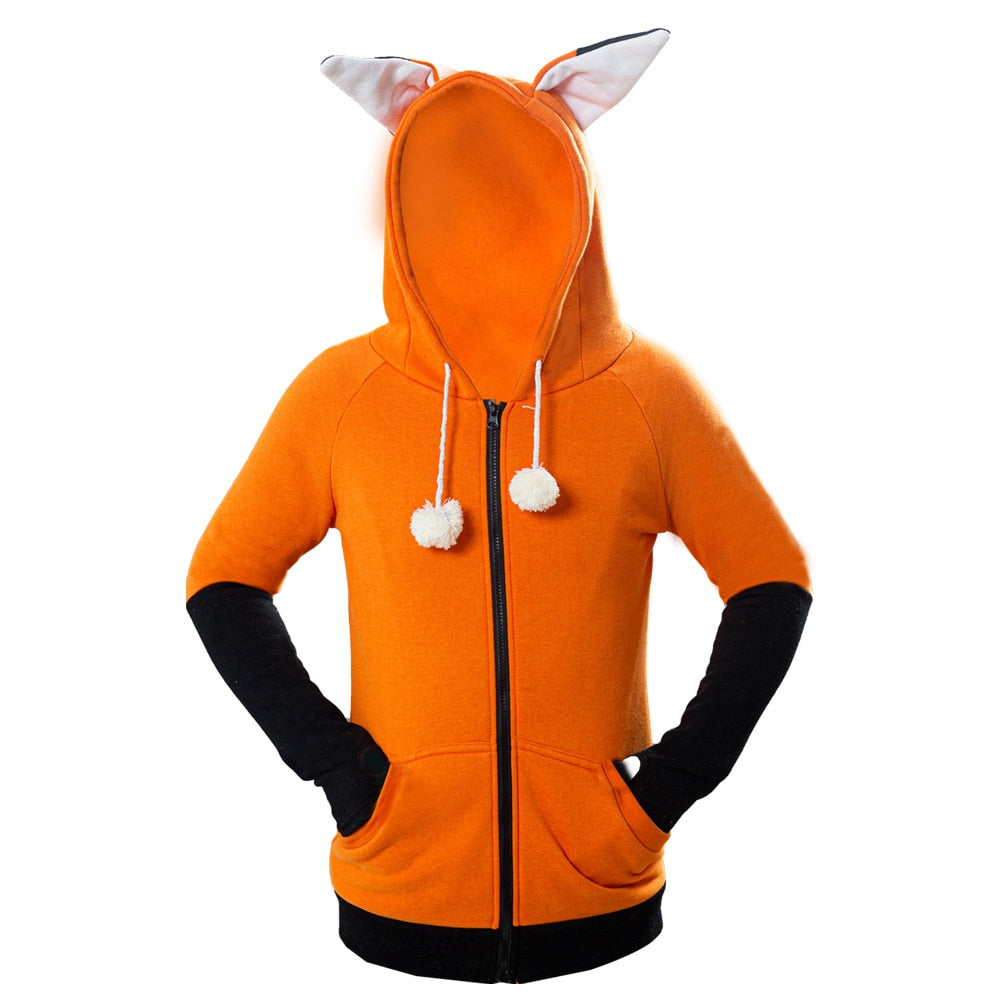 Lekfull unisex hettegenser med søte reveører. Perfekt for unik stil og komfortabel hverdagsmote.