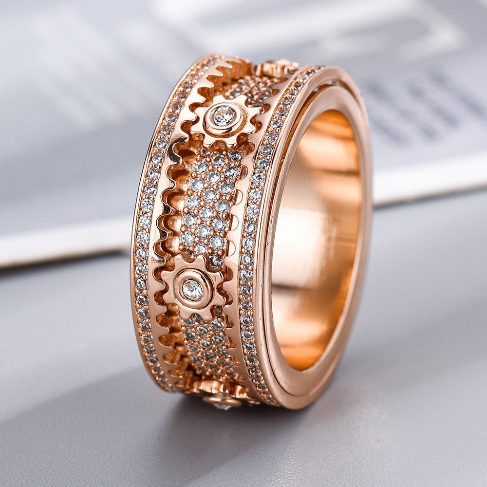 Moderne roségull roterende ring, unisex smykke for stresslindring og bedre fokus i hverdagen.