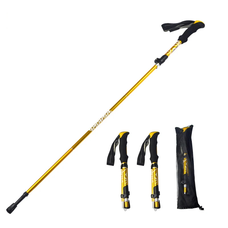 Unisex sammenleggbare gåstaver for stabil støtte. Ergonomiske turstaver i karbonfiberstål.