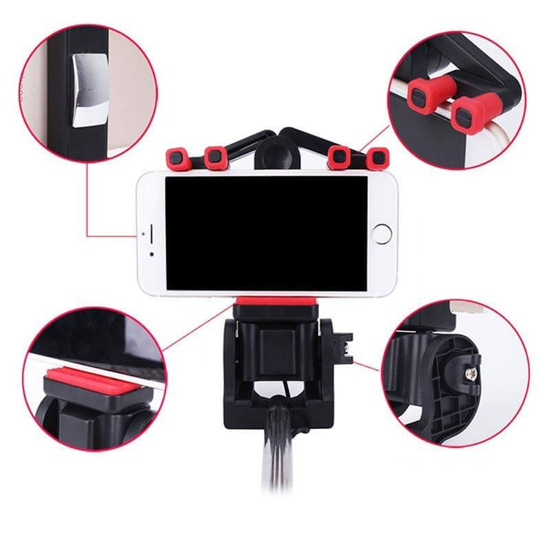 Selfie-pinne med 360° rotasjon og avtakbar Bluetooth-fjernkontroll for handsfree foto.