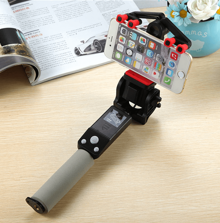 Bluetooth selfie-pinne for mobilfotografering, med 360° roterende telefonholder.