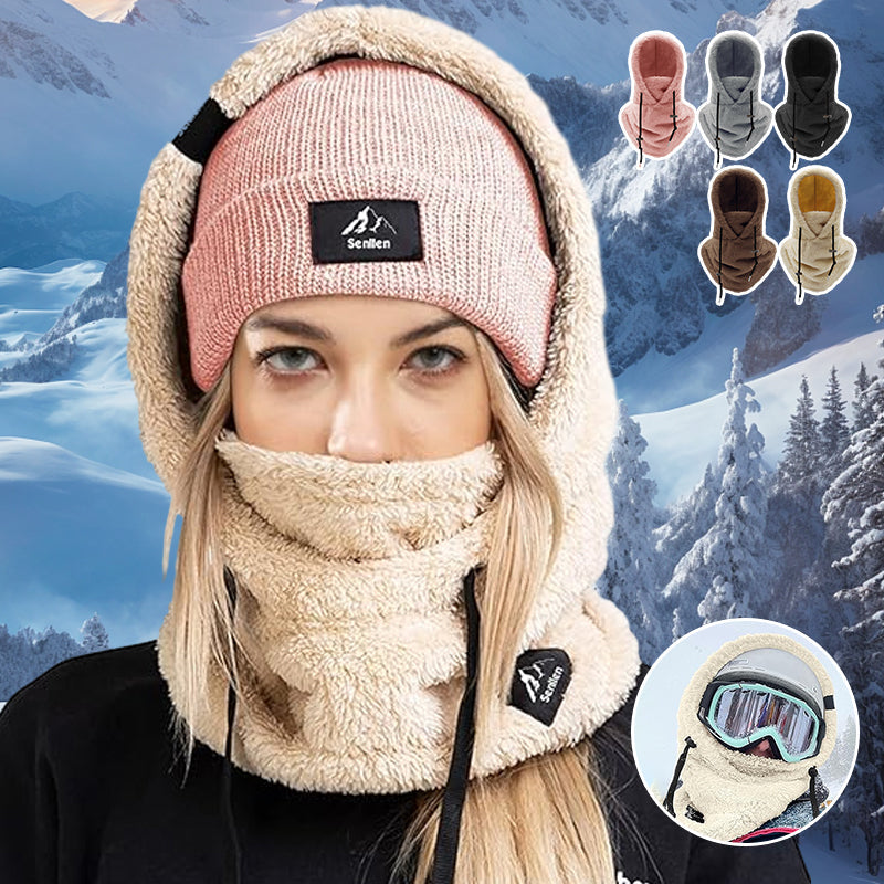 Myk og varm balaclava i sherpa fleece, ideell for ski og outdoor aktiviteter.