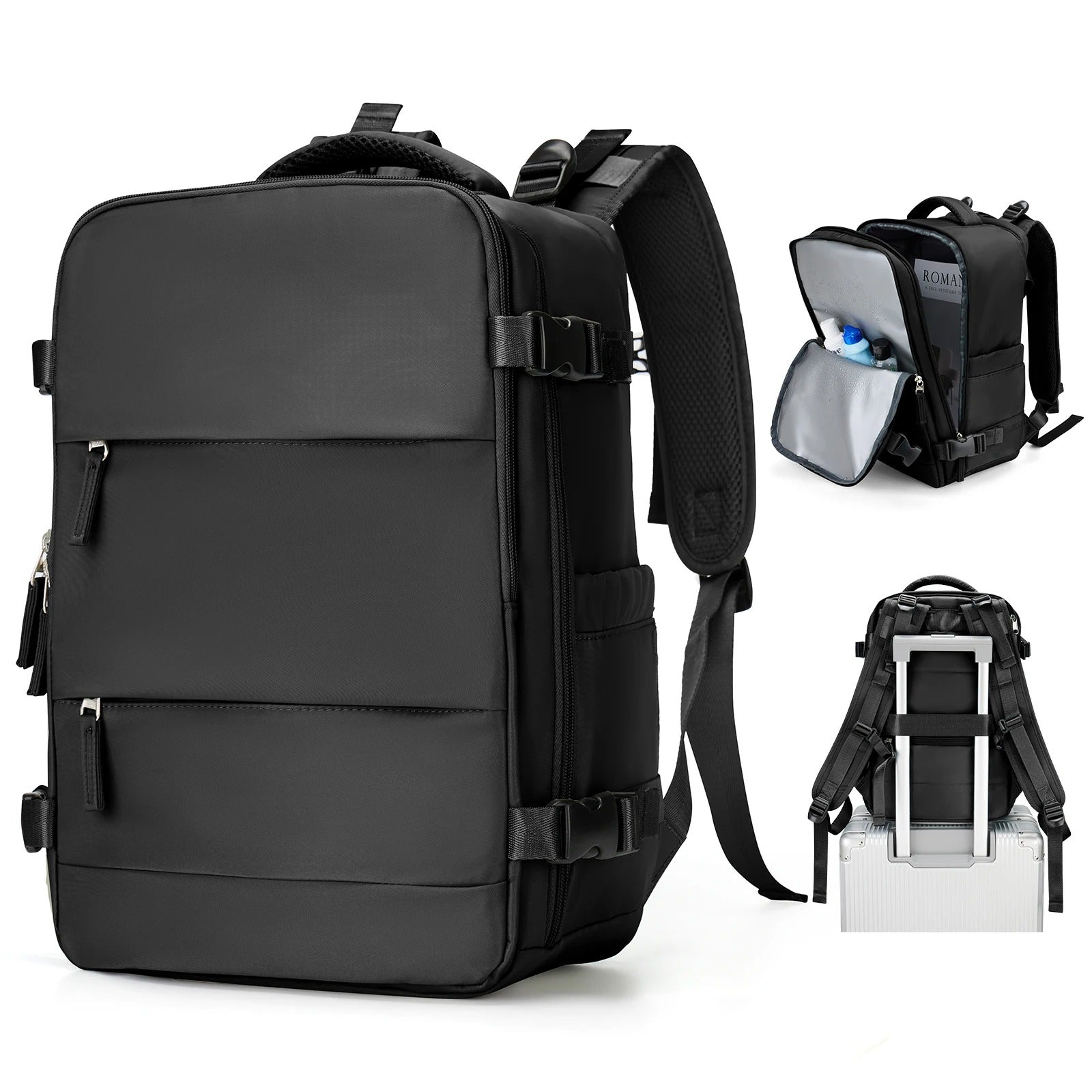 Unisex smart reiseryggsekk, ideell håndbagasje for fly og tog. Romslig og lettvekt ryggsekk.