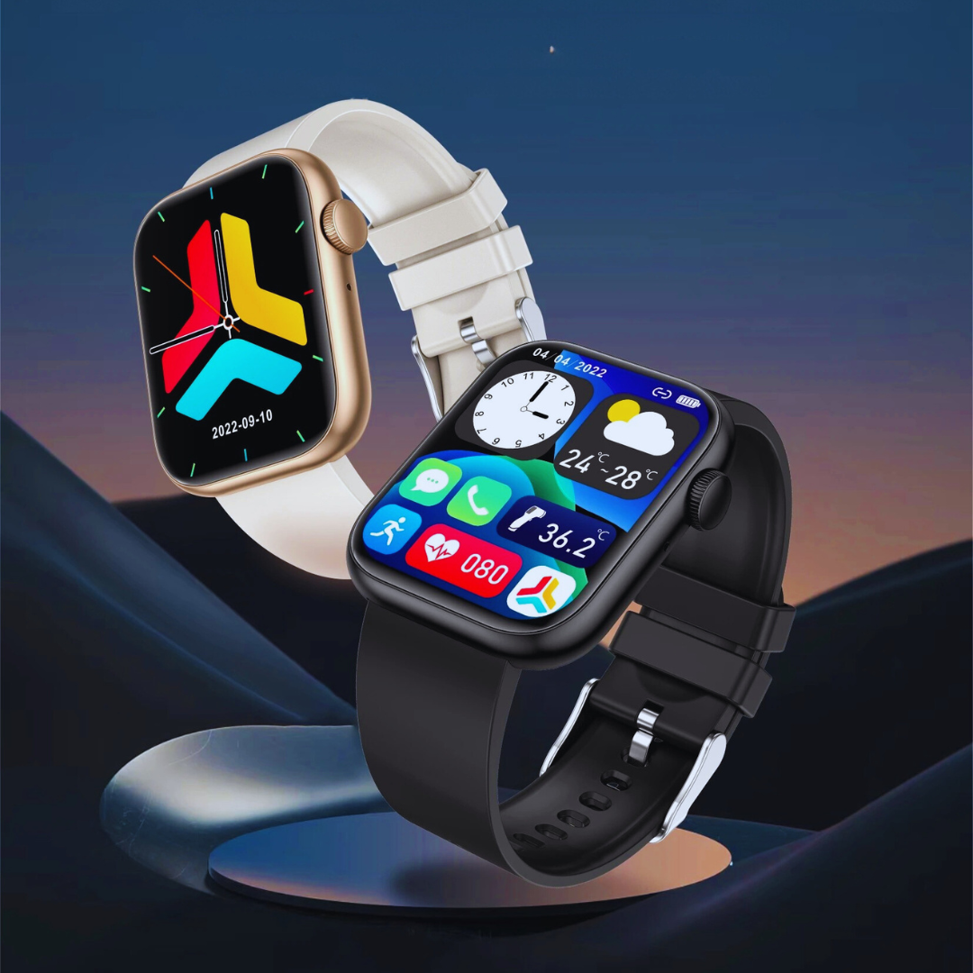 Moderne unisex smartklokke, med integrert fitness-sporing, Bluetooth og lang batteritid, lades trådløst.