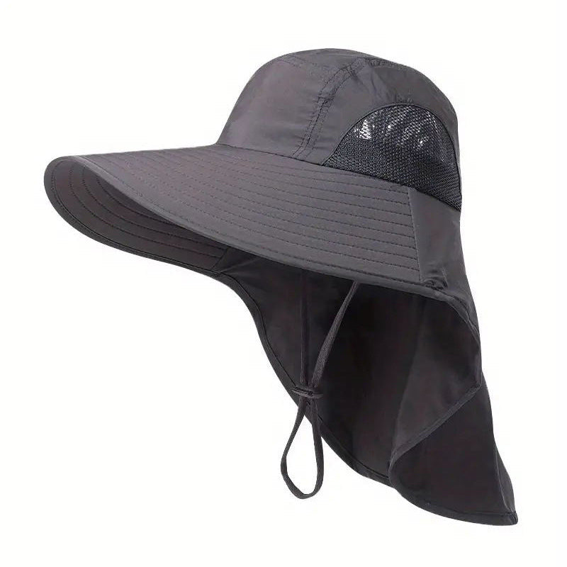 Pustende fiskehatt med halsklaff. En unisex solhatt for utendørsaktiviteter, camping og reise.