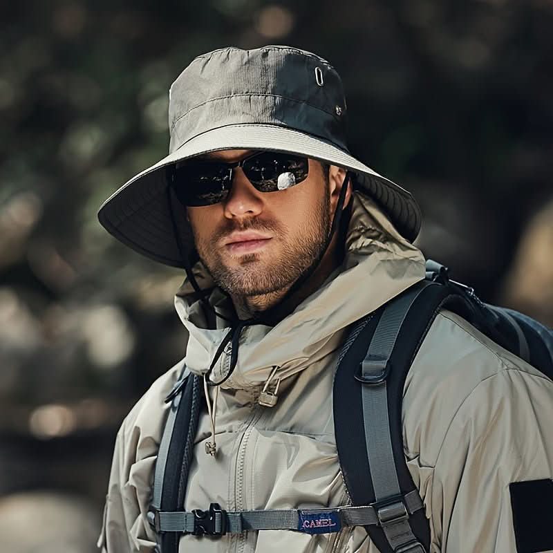 Sammenleggbar unisex solhatt for camping og fiske. Gir god UV-beskyttelse og er lett å pakke for reiser.
