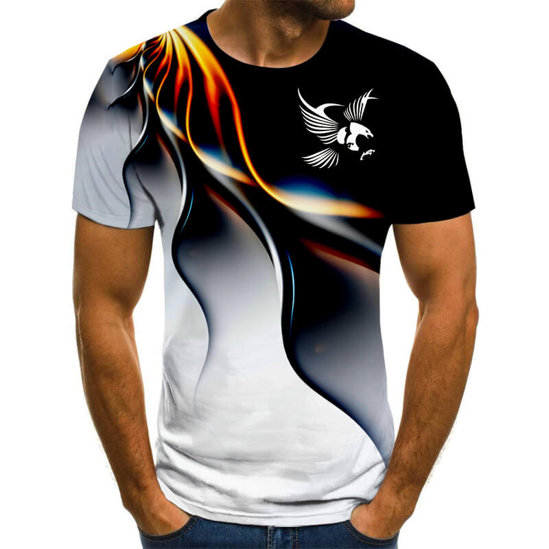 Moderne 3D t-skjorte for menn og kvinner. Myk polyester, komfortabel passform, ideell for hverdagsbruk.