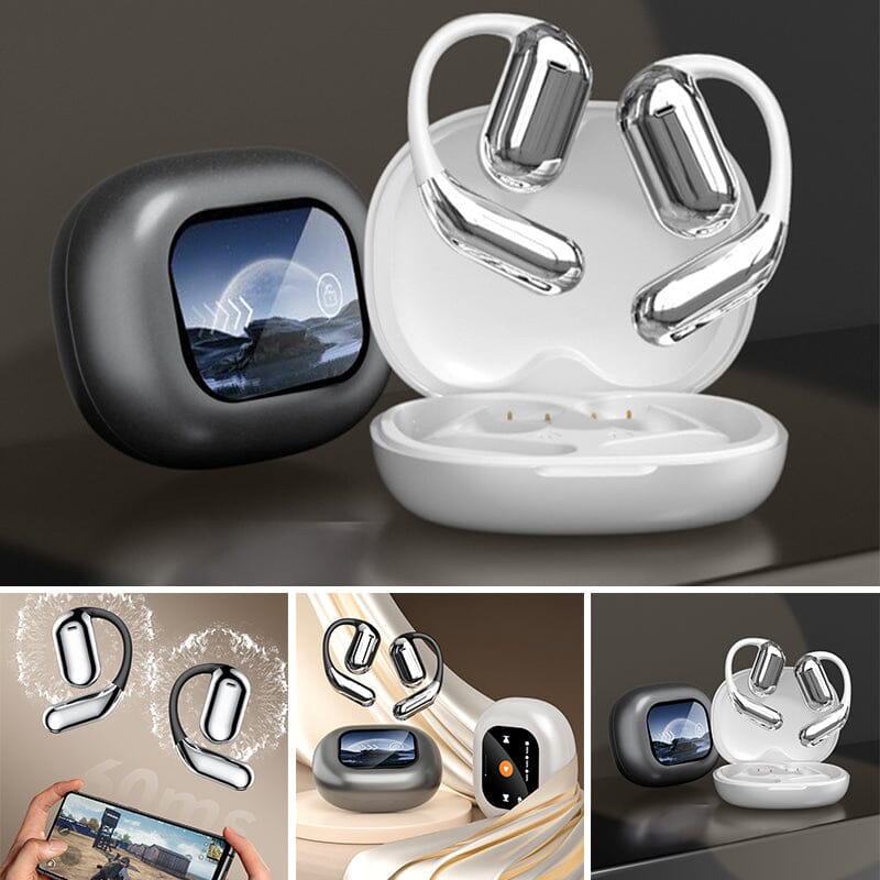 Unisex trådløse hodetelefoner med åpen design for lange treningsøkter; komfortable sport ørepropper.