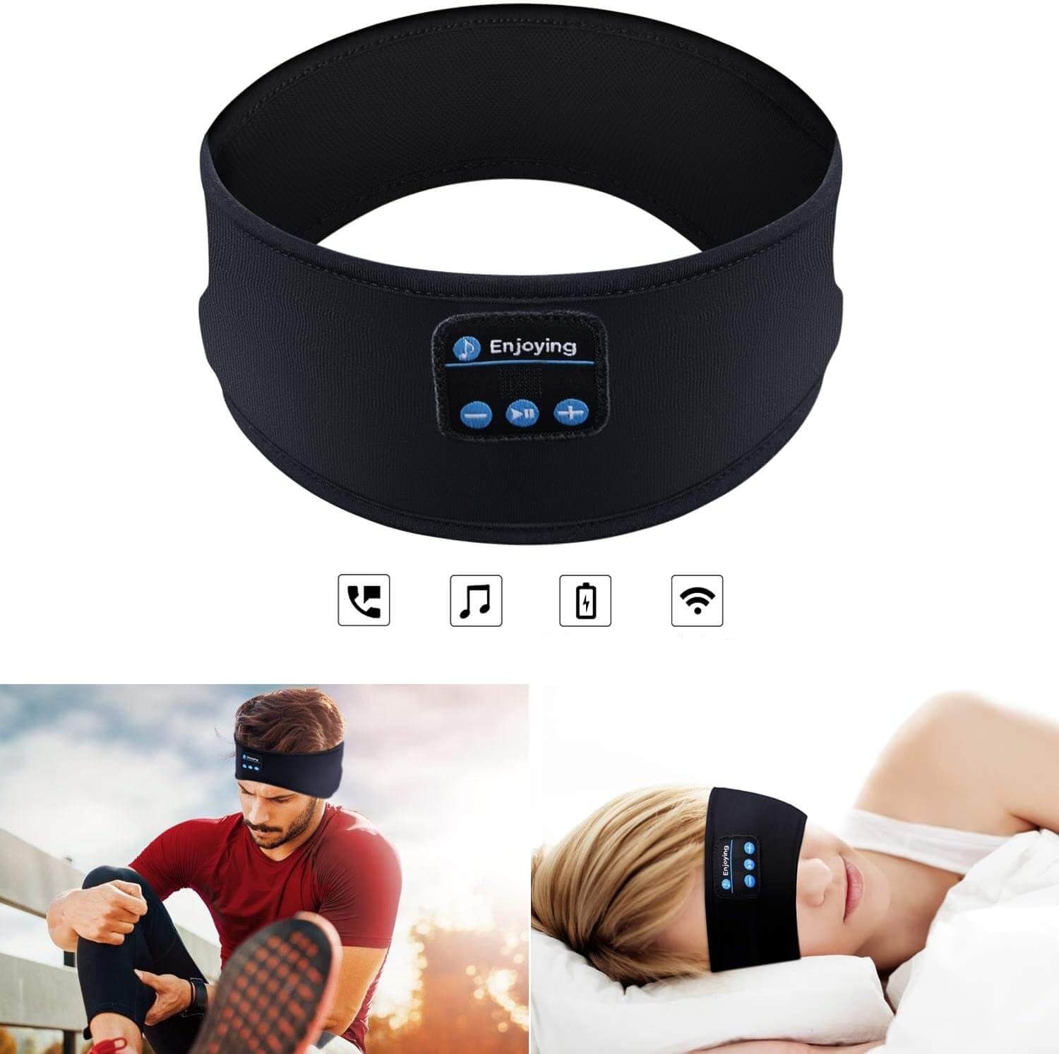 Unisex sovehodebånd med Bluetooth for musikk, blokkerer lys og gir dypere søvn, ultimat komfort.