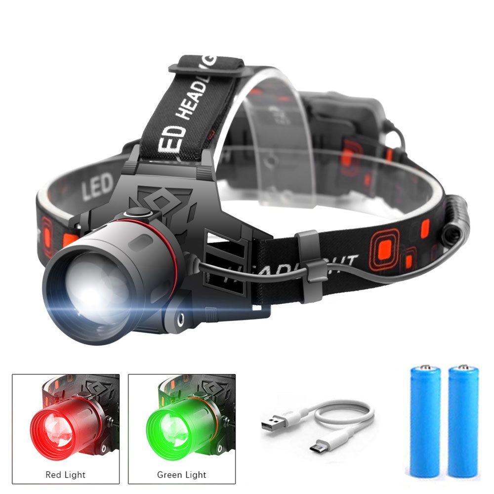 Praktisk USB oppladbar LED-hodelykt. Perfekt for fotturer, løping, og DIY-prosjekter. Håndfri belysning.