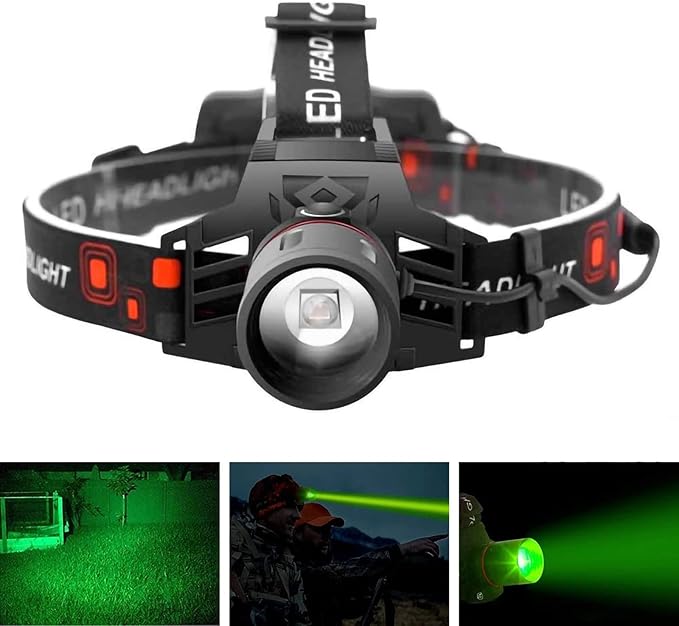 Vannbestandig LED-hodelykt for all slags vær. USB oppladbar for camping, fiske og nattlige aktiviteter.