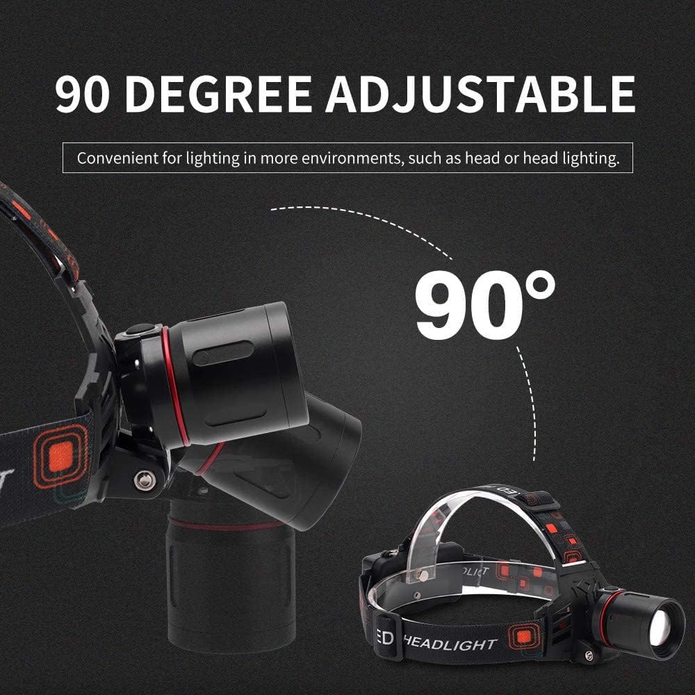 En person bruker en USB oppladbar LED-hodelykt under fotturer. Håndfri og praktisk for mørke stier.