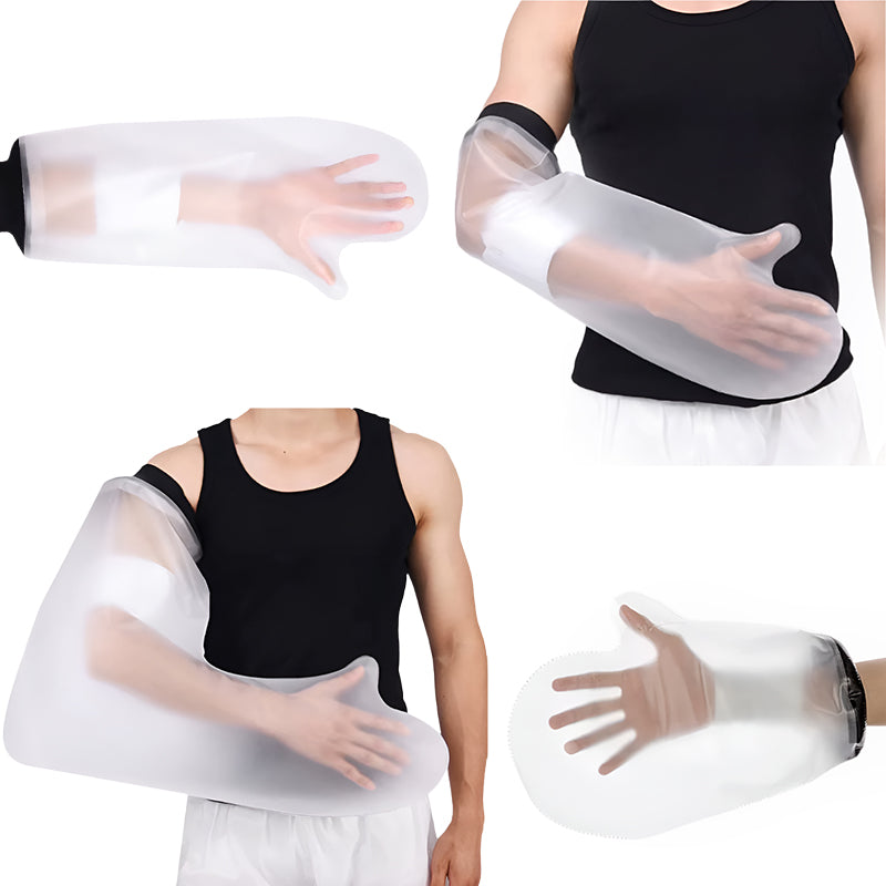 Vanntett armbeskytter for dusj. Ideell gipsbeskyttelse for arm og hånd, lateksfri for hygiene.