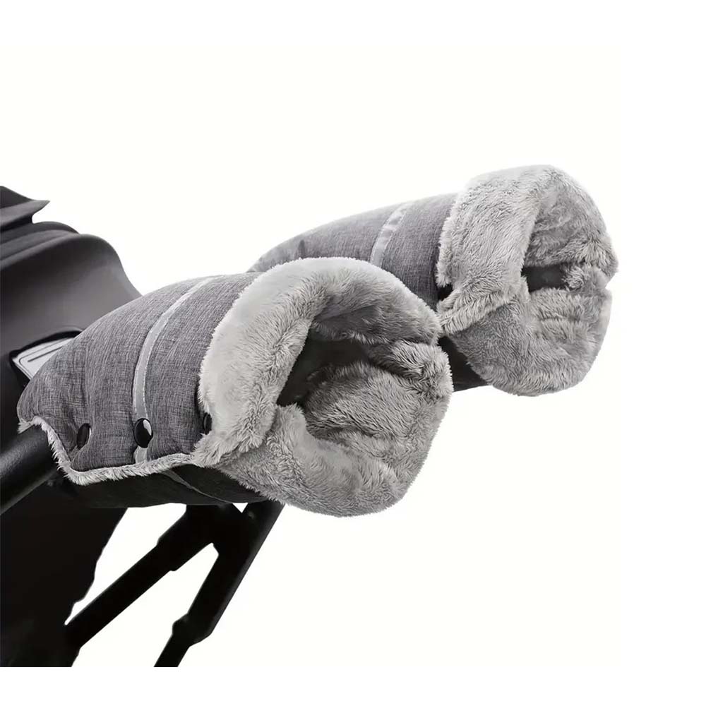 Varme vinterhansker til barnevogn, ideelle for foreldre som triller. Vanntett fleece sikrer tørre hender.