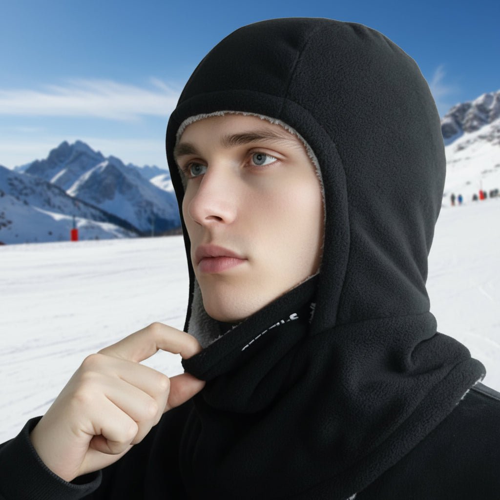 Varm unisex balaklava i fleece, ideell for ski, snowboard, sykling og løping i kulde.