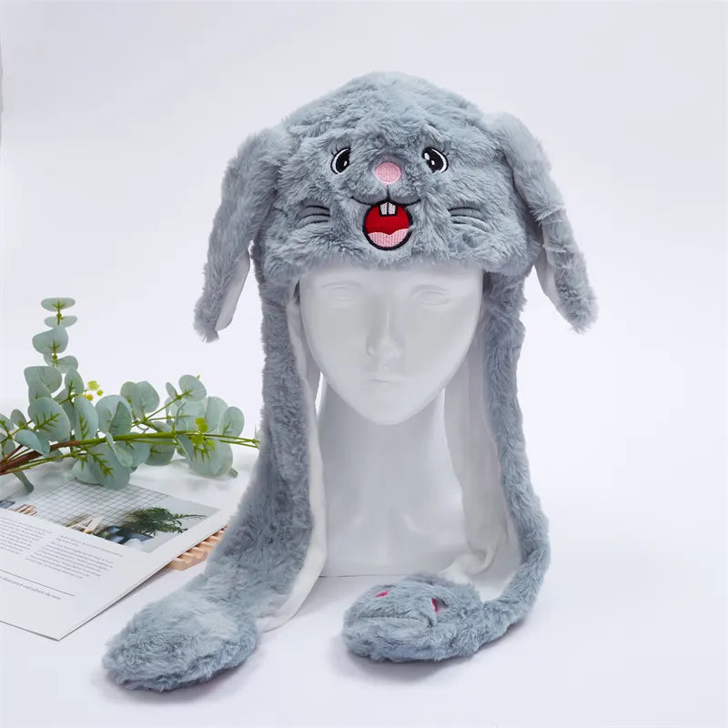 Vinterlue med morsomme ører som beveger seg, unisex og myk.