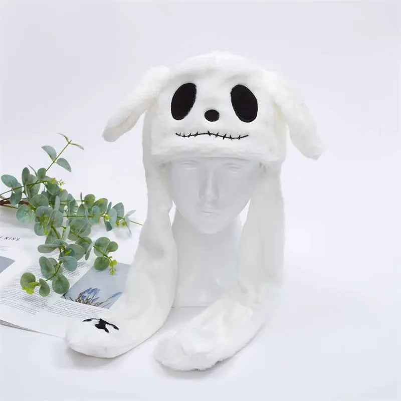 Unisex lue, plysj, med ører som kan bevege seg for cosplay.