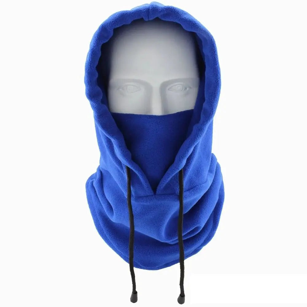 Unisex vindtett polarfleece skimaske i svart for vintersport og kuldebeskyttelse.