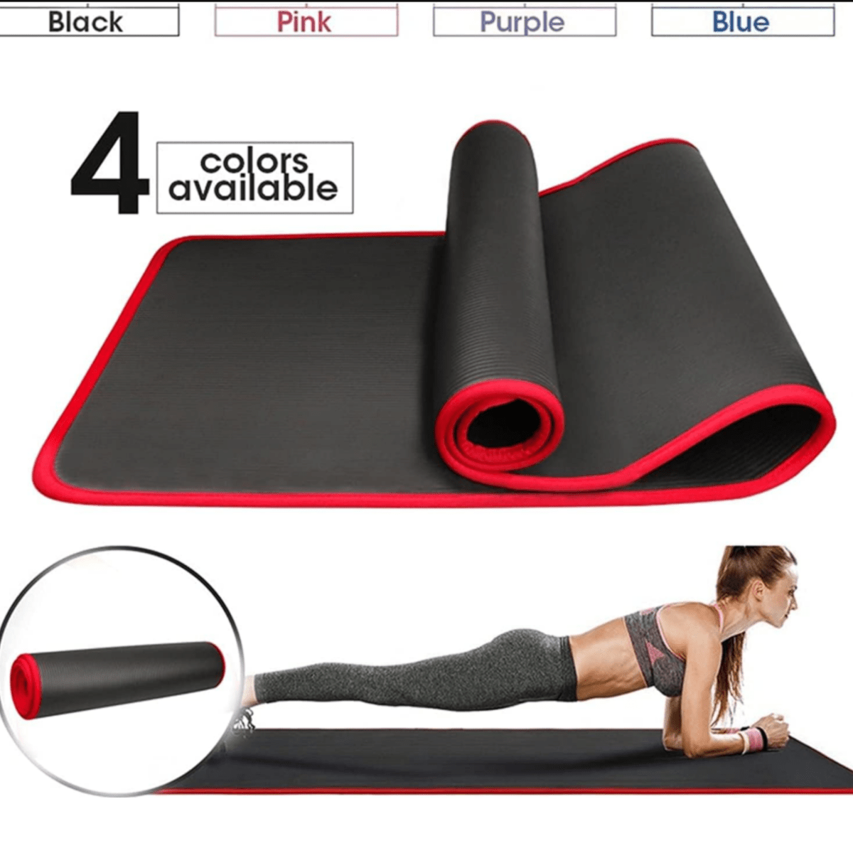 Lett unisex yogamatte, ekstra tykk med godt grep, enkel å transportere med bæreveske for trening og reise.