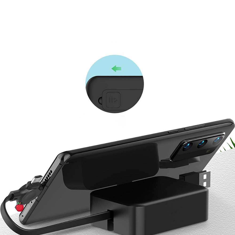Hvit universal 3-i-1 teleskopisk ladekabel for mobil, ideell for hjem og kontor.