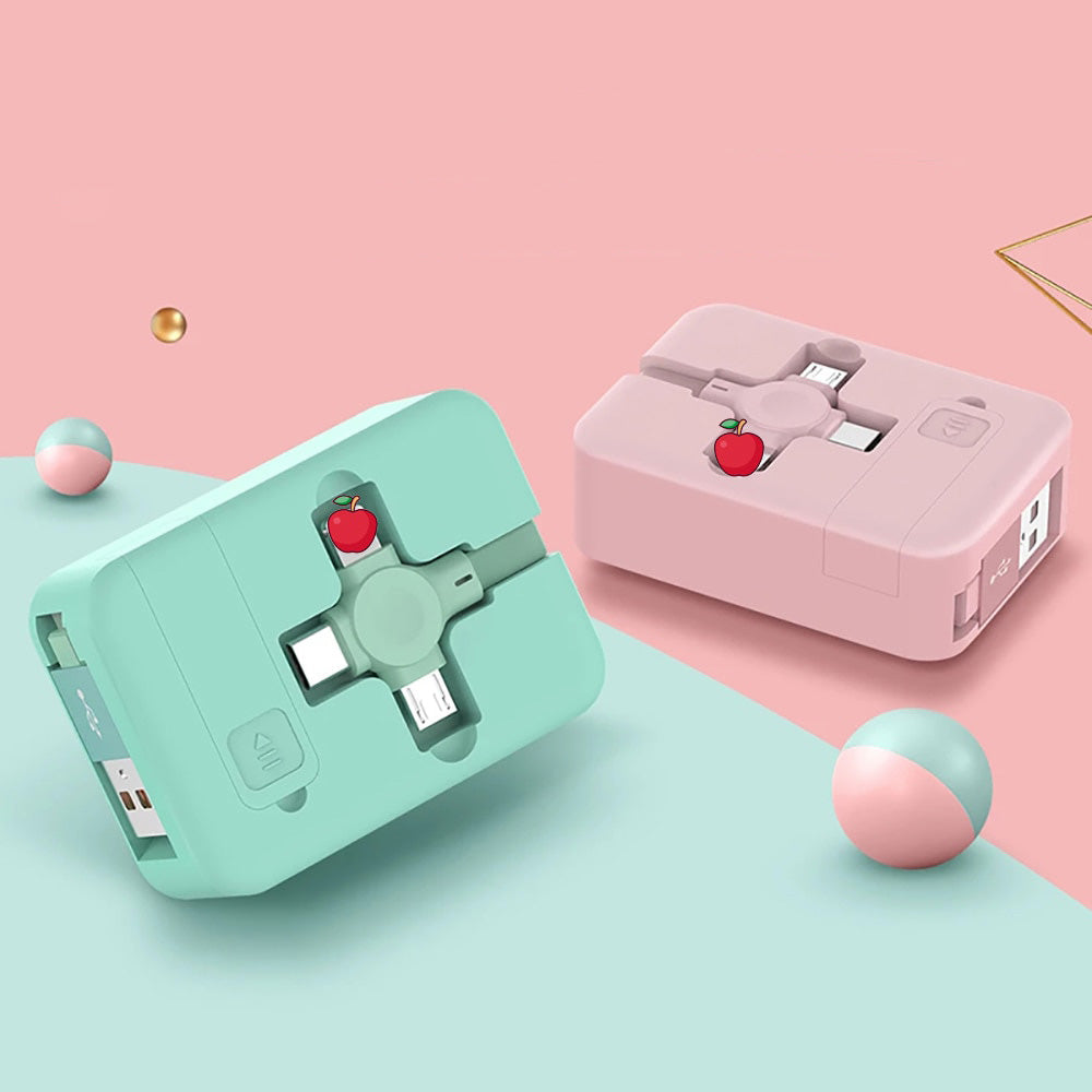 Smart 3-i-1 USB-ladekabel for mobil, uttrekkbar og flokefri design, reiseklar.