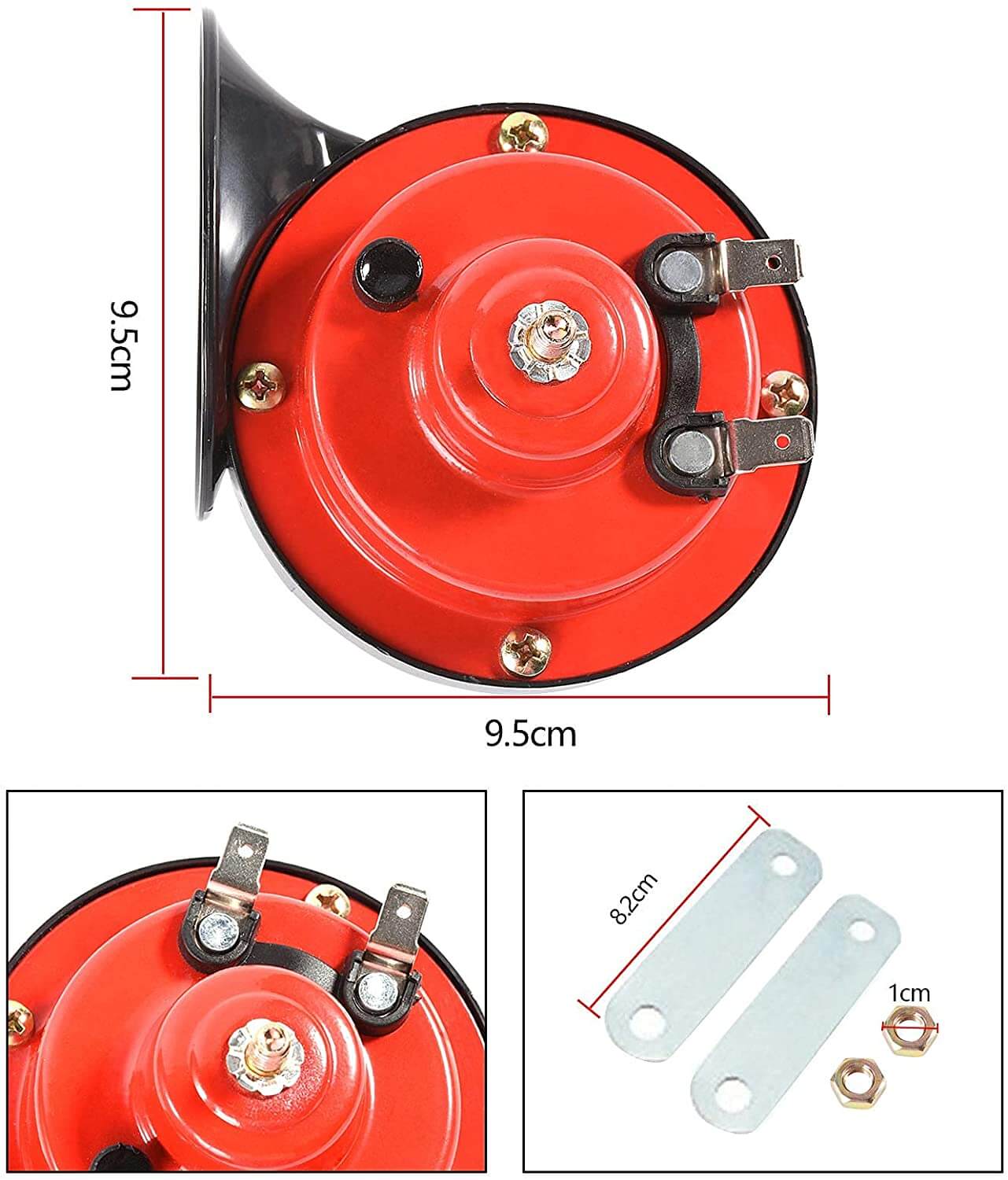 Universal 12V elektrisk bil- og motorsykkelhorn, enkel installasjon, pålitelig sikkerhetsutstyr.