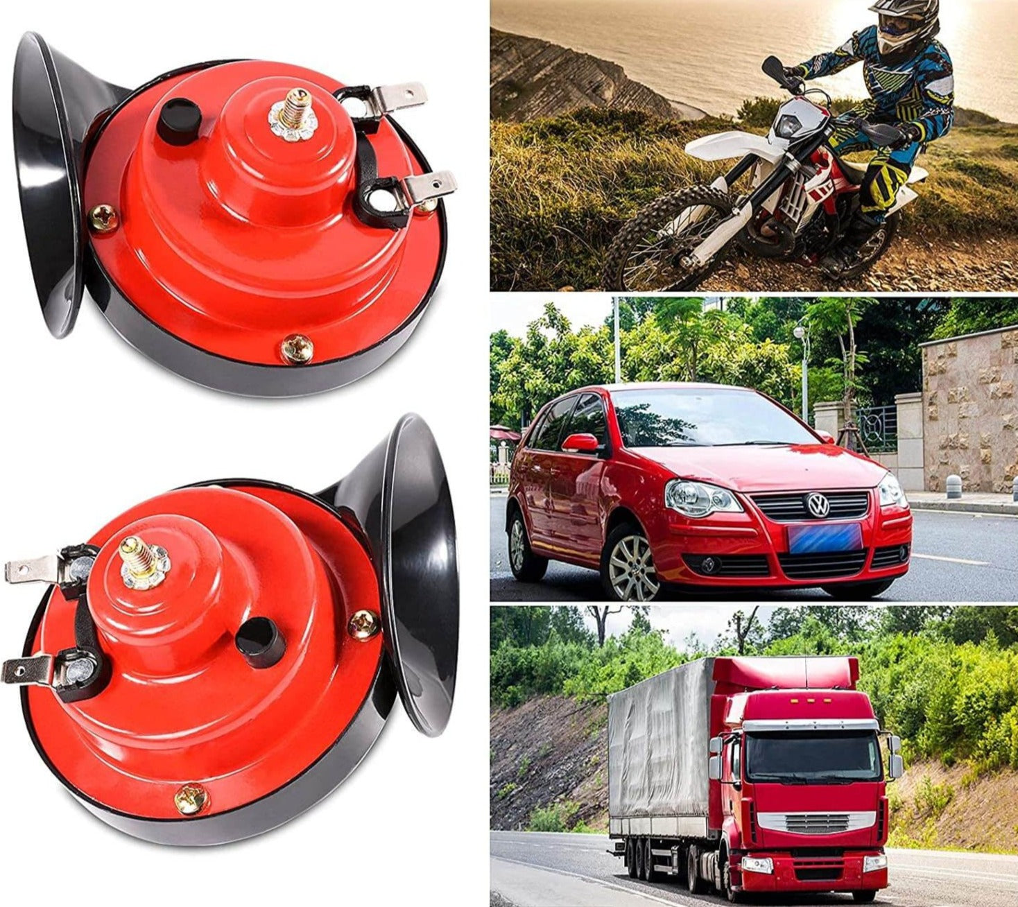 Universal 12V bilhorn og motorsykkelhorn, elektrisk snegltype for klar og effektiv advarsel.