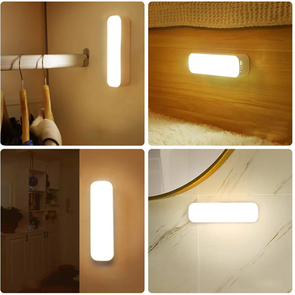 Universal bevegelsessensorlampe. Trådløs LED vegglampe med USB-opplading, ideell for mørke områder.