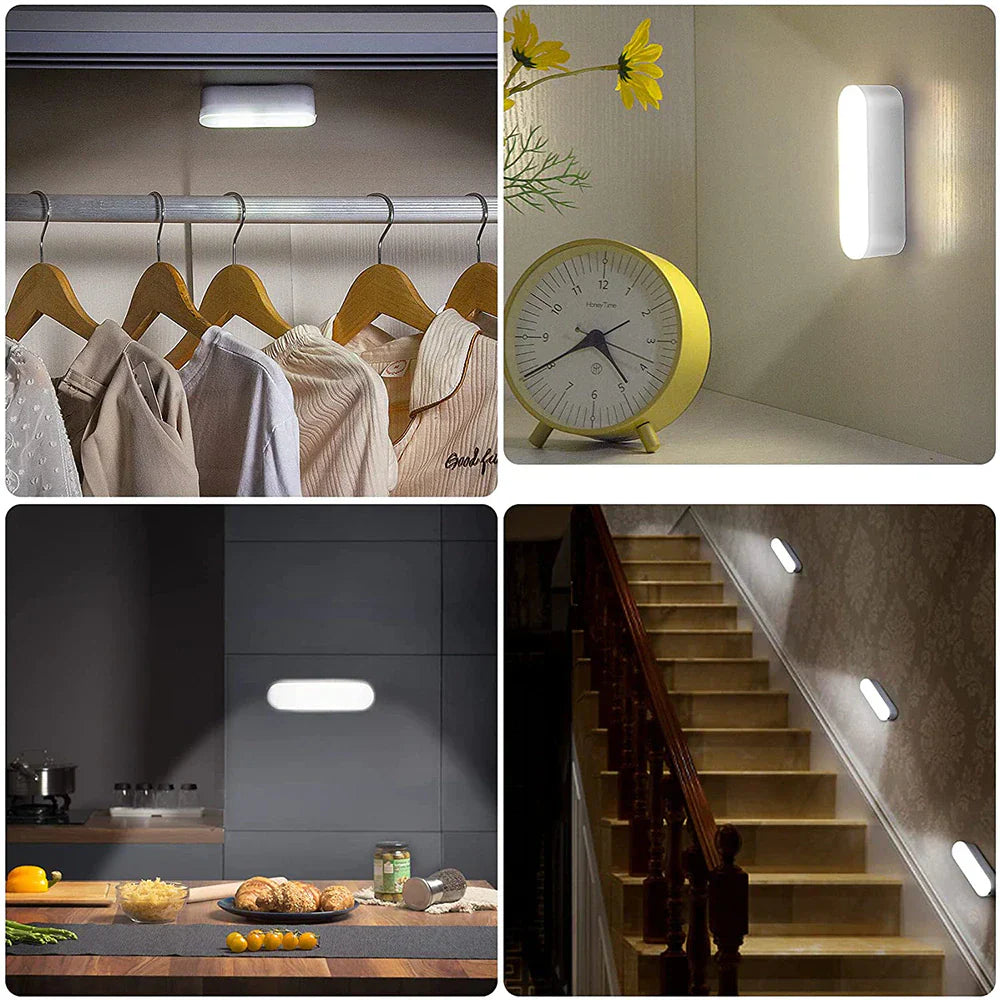 Sikkerhetslys med bevegelsessensor. Trådløs, USB-oppladbar LED vegglampe for hjemmet. Praktisk nattlampe.