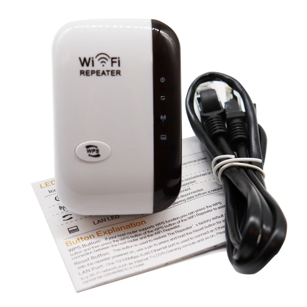 Nettverksforlenger som utvider WiFi-signalet for bedre trådløs dekning i hele huset og på hjemmekontoret.