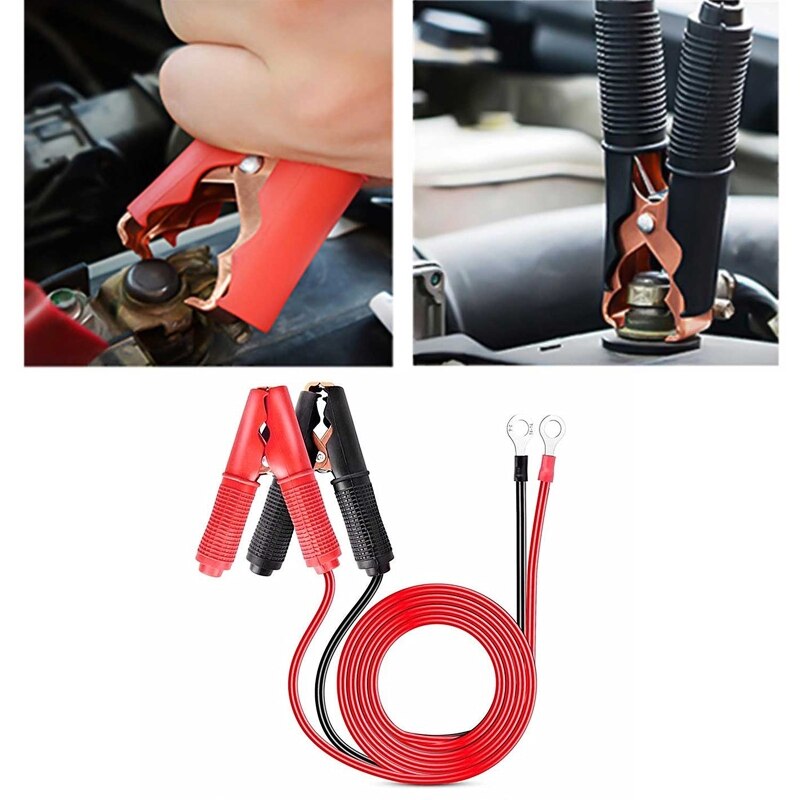 Nødutstyr: Solid startkabel for bil og båt med sikre krokodilleklemmer. Essensiell for 12V og 24V batterier.