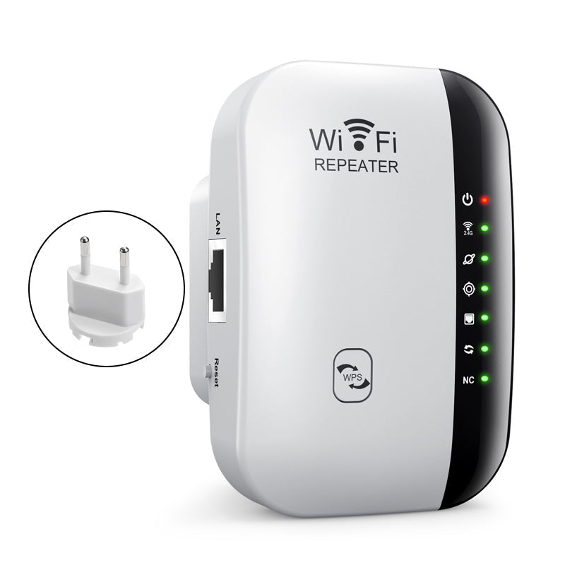 Øk WiFi-hastighet og dekning med denne universelle forlengeren. Ideell for gaming, strømming og jobb.