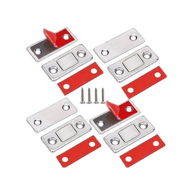 Usynlig magnetisk dørlås i ultratynt design, perfekt for skap og dører i rustfritt stål. Enkel montering.
