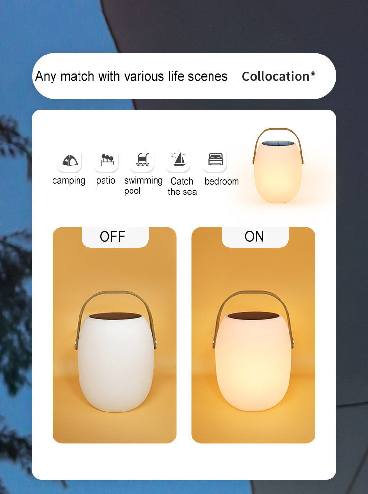 LED lampe med kurvdesign gir stemningsfullt lys til kvelder på terrasse og i hage.