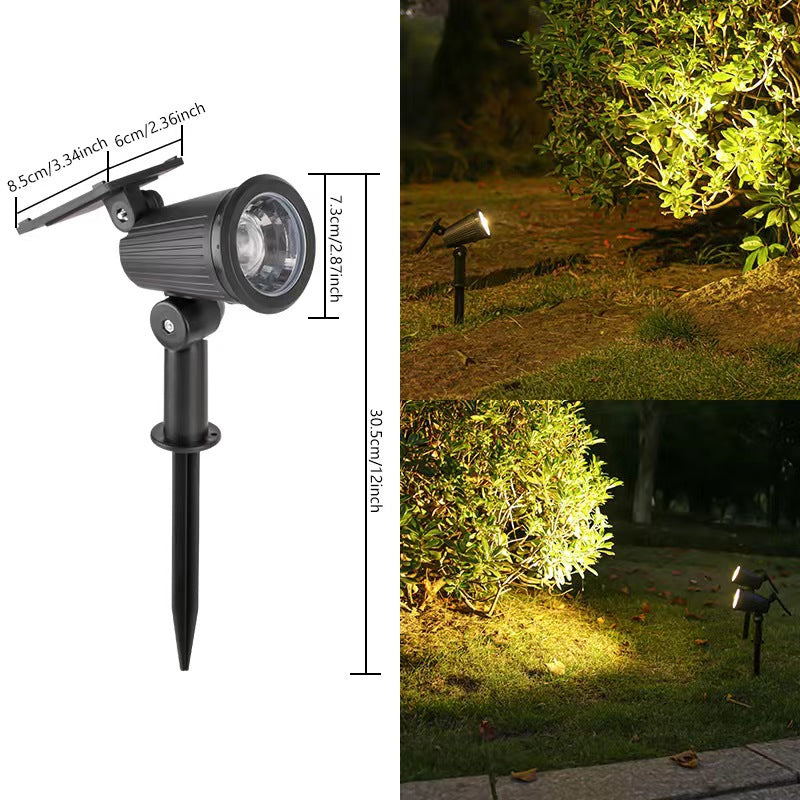 Sikker hagebelysning med LED solcelle spotlight, lyser opp mørke områder og stier effektivt.