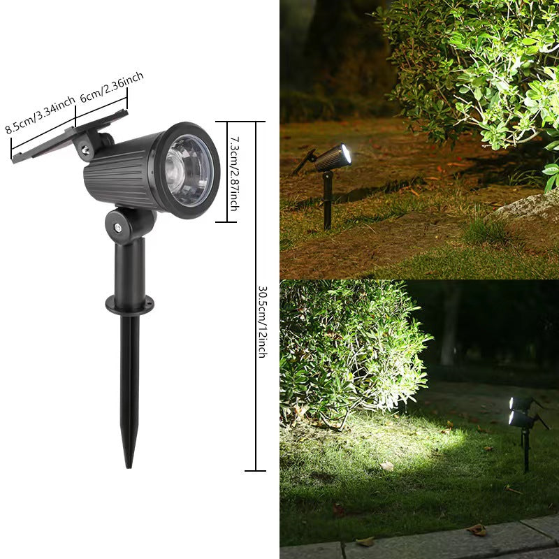 Værbestandig solcelle spotlight, perfekt for stibelysning og hagedekor på uteplass.