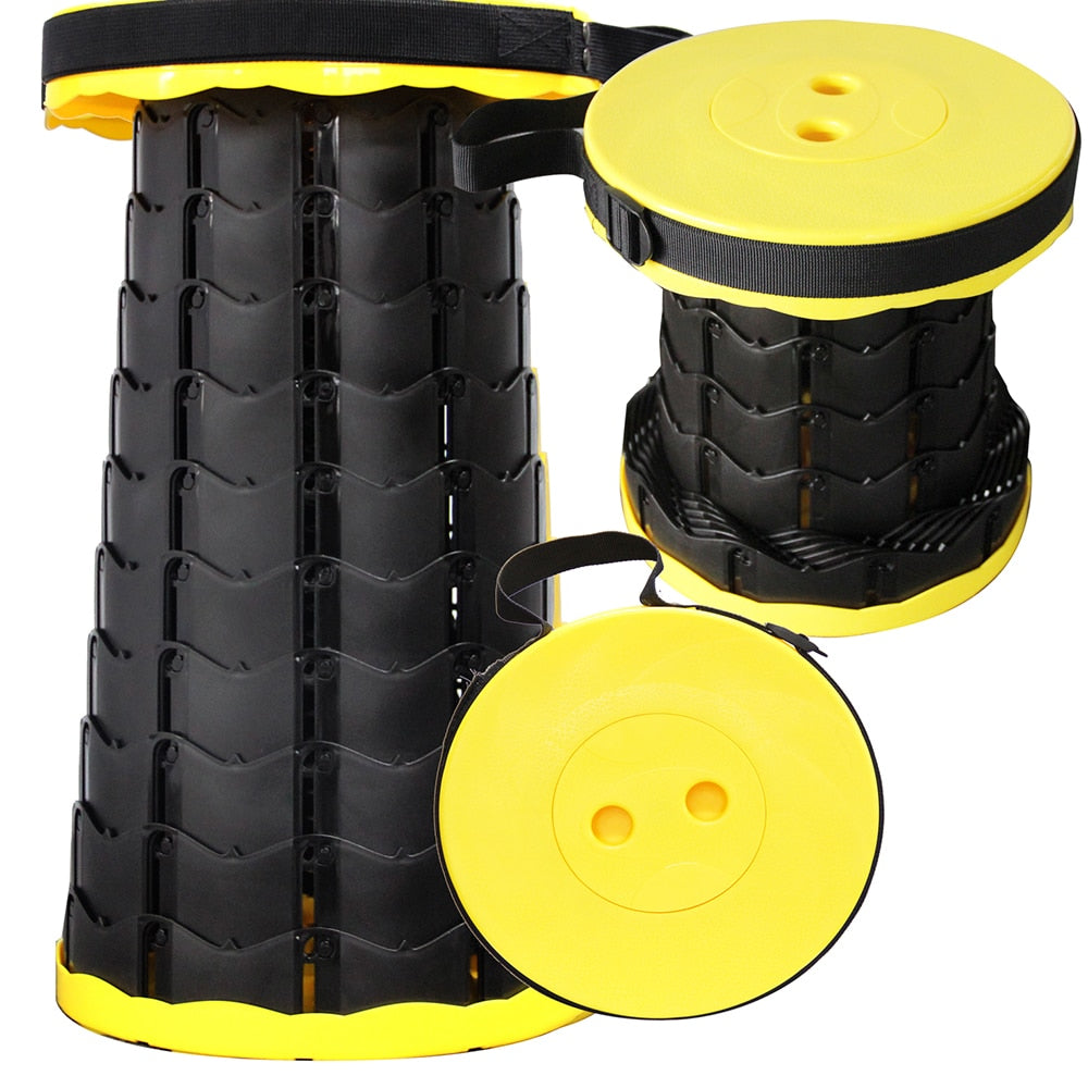 Multifunksjonell krakk, justerbar for camping, fiske og fotturer. Kompakt og lett design.