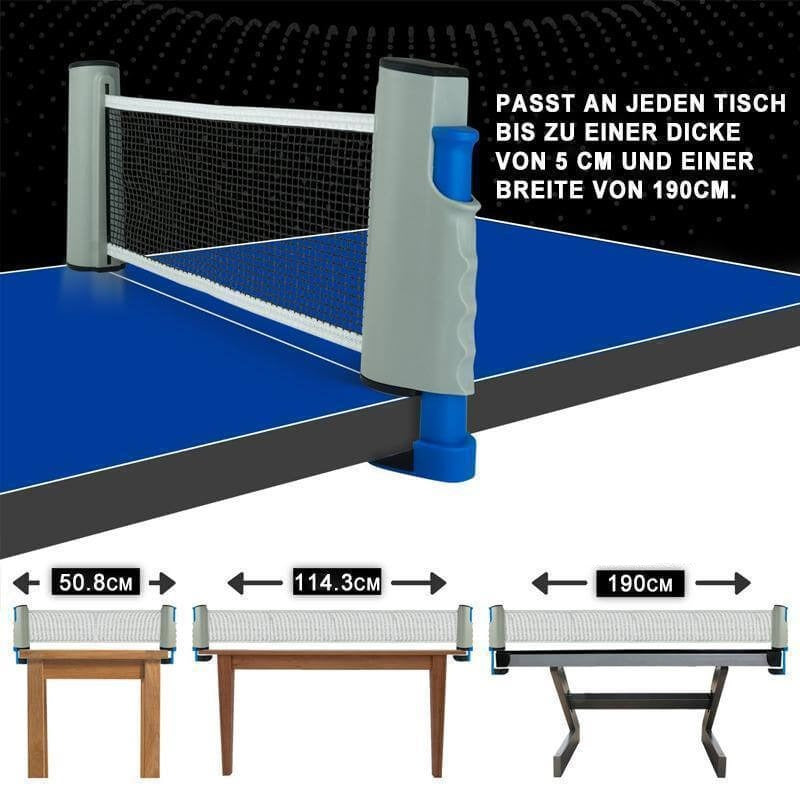 Bordtennissett: Kun nett vises, klart for lek. Bærbart for moro på farten.