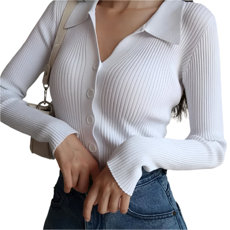 V-hals cardigan for kvinner, stilfull og komfortabel overdel for dame.