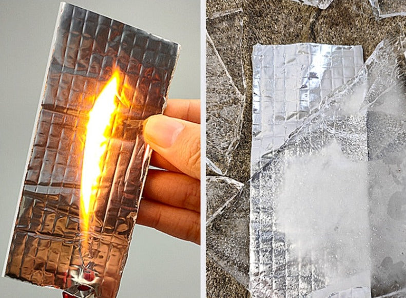 Høykvalitets aluminiumstape for permanent lekkasjestopp. Brannsikker, UV-bestandig for langvarig forsegling.